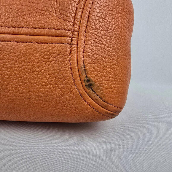 Michael Kors Orange Pebbled Leather Zippered Small Shoulder Bag - Picture 10 of 14